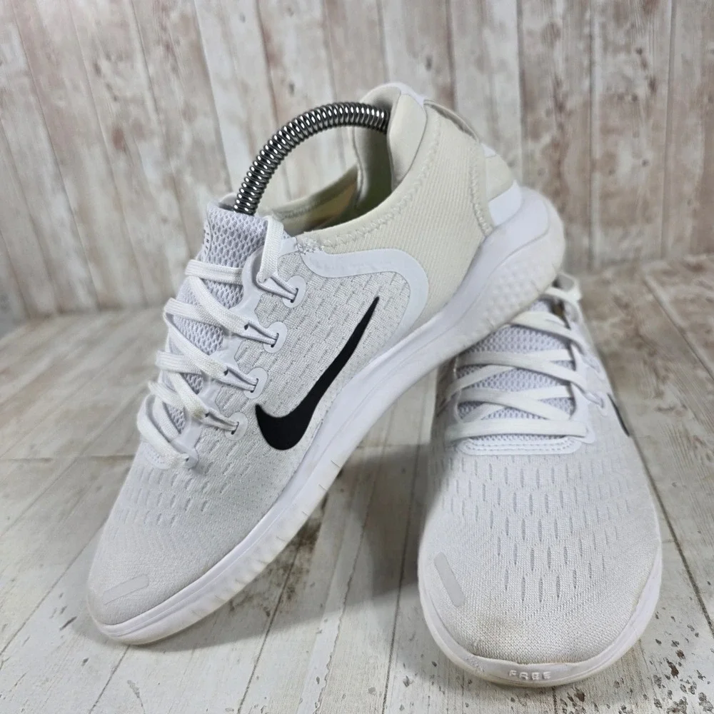 Nike Free RN 2018 Womens Running Shoes White Black 942837-100 Size 9